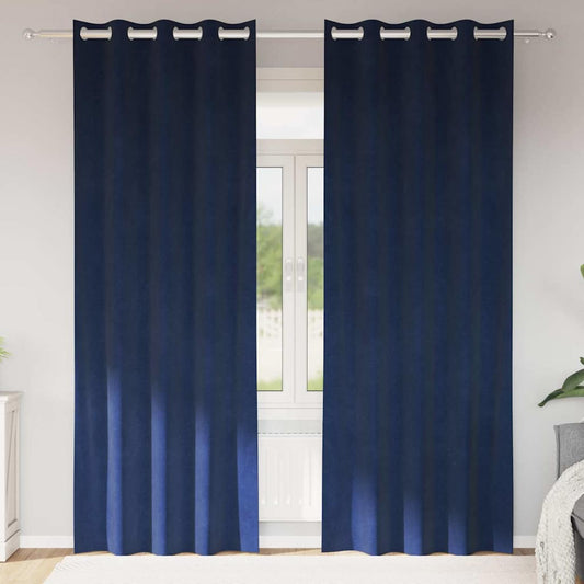 Curtains with Curtains 2 pcs Dark blue 140 x 225 cm Velvet