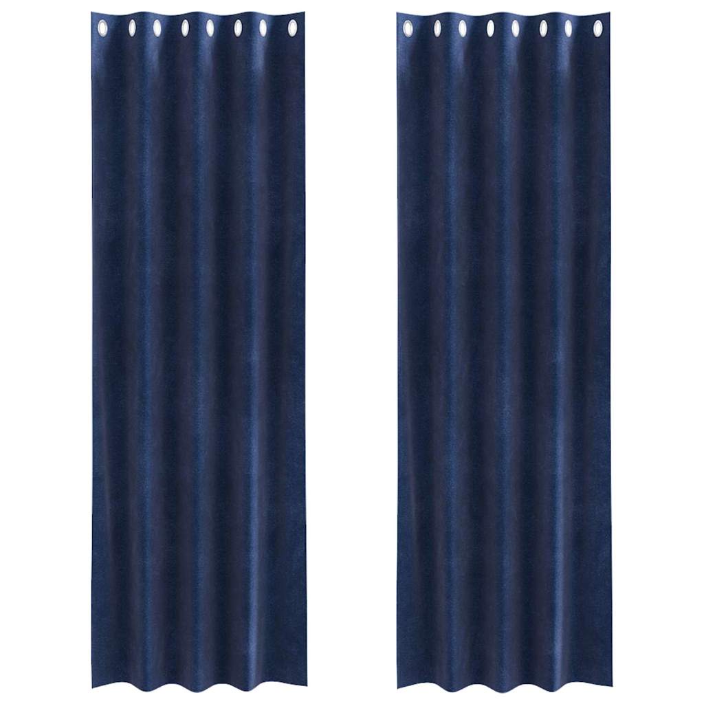 Curtains with Curtains 2 pcs Dark blue 140 x 225 cm Velvet
