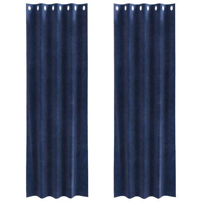 Curtains with Curtains 2 pcs Dark blue 140 x 225 cm Velvet
