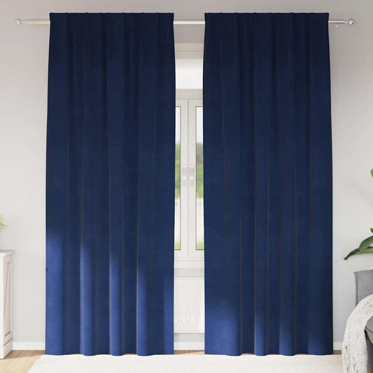 Curtains with Curtains 2 pcs Dark blue 140 x 225 cm Velvet