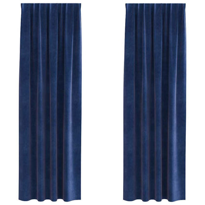 Curtains with Curtains 2 pcs Dark blue 140 x 245 cm Velvet