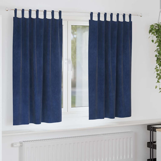 Curtains with Curtains 2 pcs Dark Blue 140 x 175 cm Velvet
