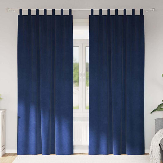 Curtains with Curtains 2 pcs Dark blue 140 x 245 cm Velvet
