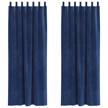 Curtains with Curtains 2 pcs Dark blue 140 x 260 cm Velvet