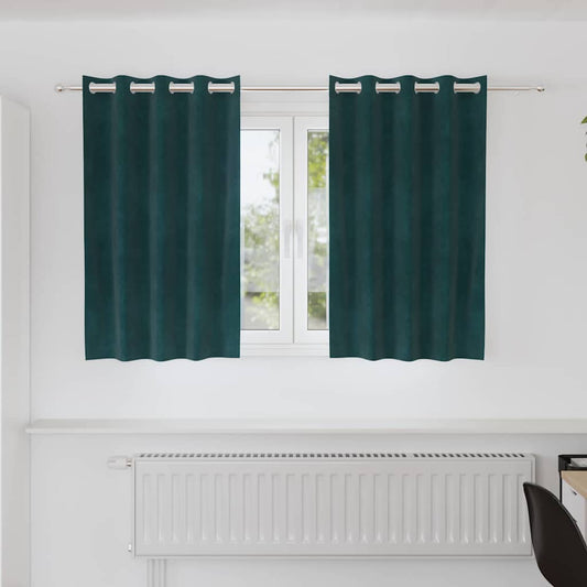 Curtains with Curtains 2 pcs Dark green 140 x 140 cm Velvet