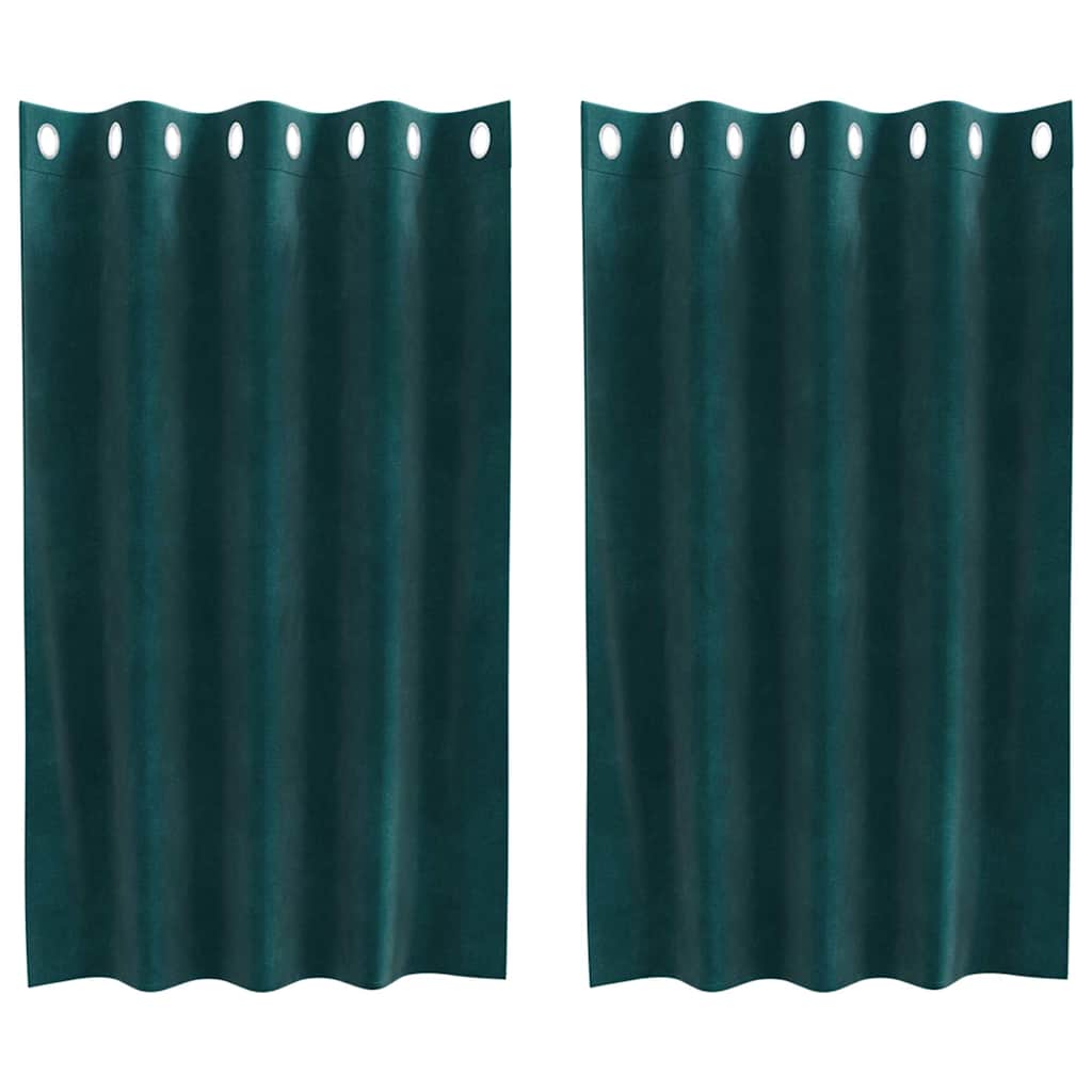 Curtains with Curtains 2 pcs Dark green 140 x 140 cm Velvet