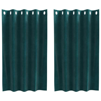 Curtains with Curtains 2 pcs Dark green 140 x 140 cm Velvet