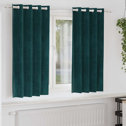 Curtains with Curtains 2 pcs Dark Green 140 x 175 cm Velvet