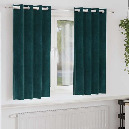 Curtains with Curtains 2 pcs Dark Green 140 x 175 cm Velvet