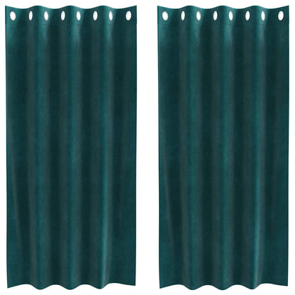 Curtains with Curtains 2 pcs Dark Green 140 x 175 cm Velvet
