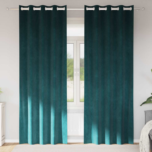 Blackout Curtains 2 pcs Dark Green 140 x 245 cm Velvet