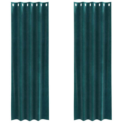 Curtains with Curtains 2 pcs Dark green 140 x 245 cm Velvet