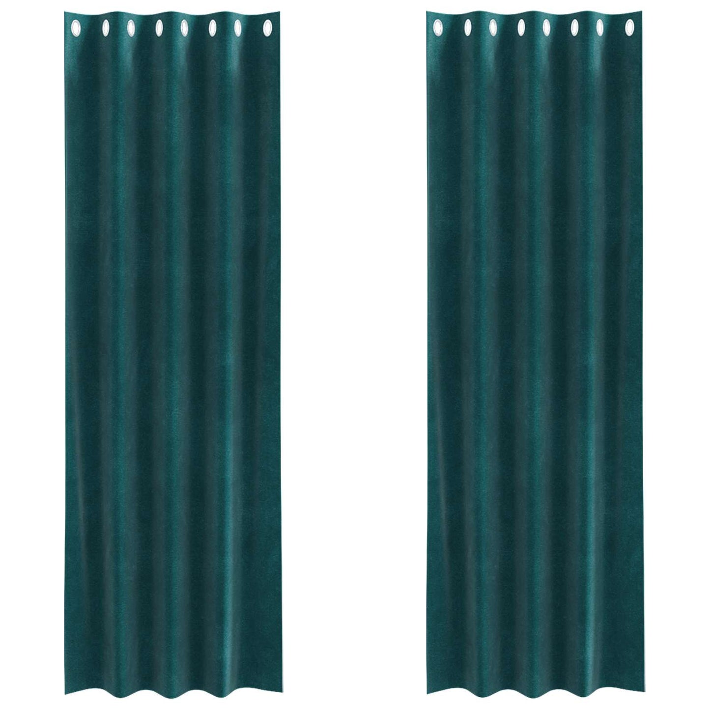 Blackout Curtains 2 pcs Dark Green 140 x 245 cm Velvet