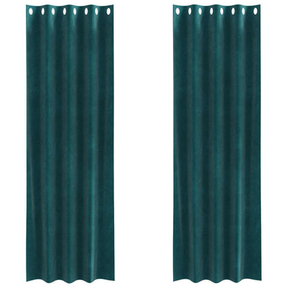 Blackout Curtains 2 pcs Dark Green 140 x 245 cm Velvet