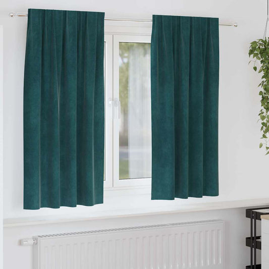 Curtains with Curtains 2 pcs Dark Green 140 x 175 cm Velvet