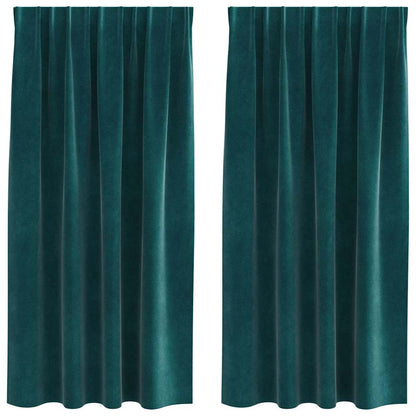 Curtains with Curtains 2 pcs Dark Green 140 x 175 cm Velvet