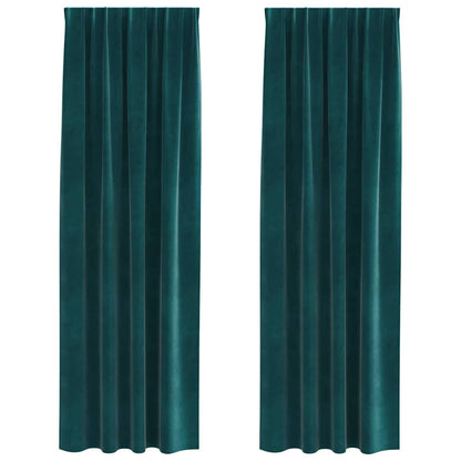 Curtains with Curtains 2 pcs Dark green 140 x 260 cm Velvet