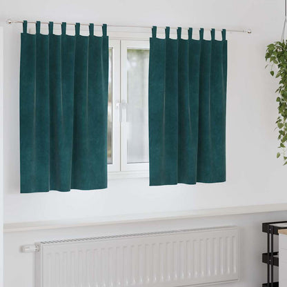 Curtains with Curtains 2 pcs Dark Green 140 x 140 cm Velvet