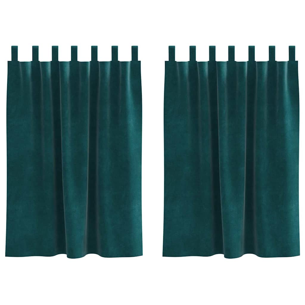 Curtains with Curtains 2 pcs Dark Green 140 x 140 cm Velvet