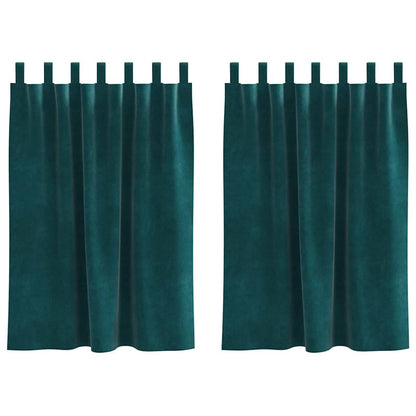 Curtains with Curtains 2 pcs Dark Green 140 x 140 cm Velvet