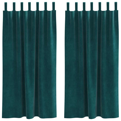Curtains with Curtains 2 pcs Dark green 140 x 175 cm Velvet