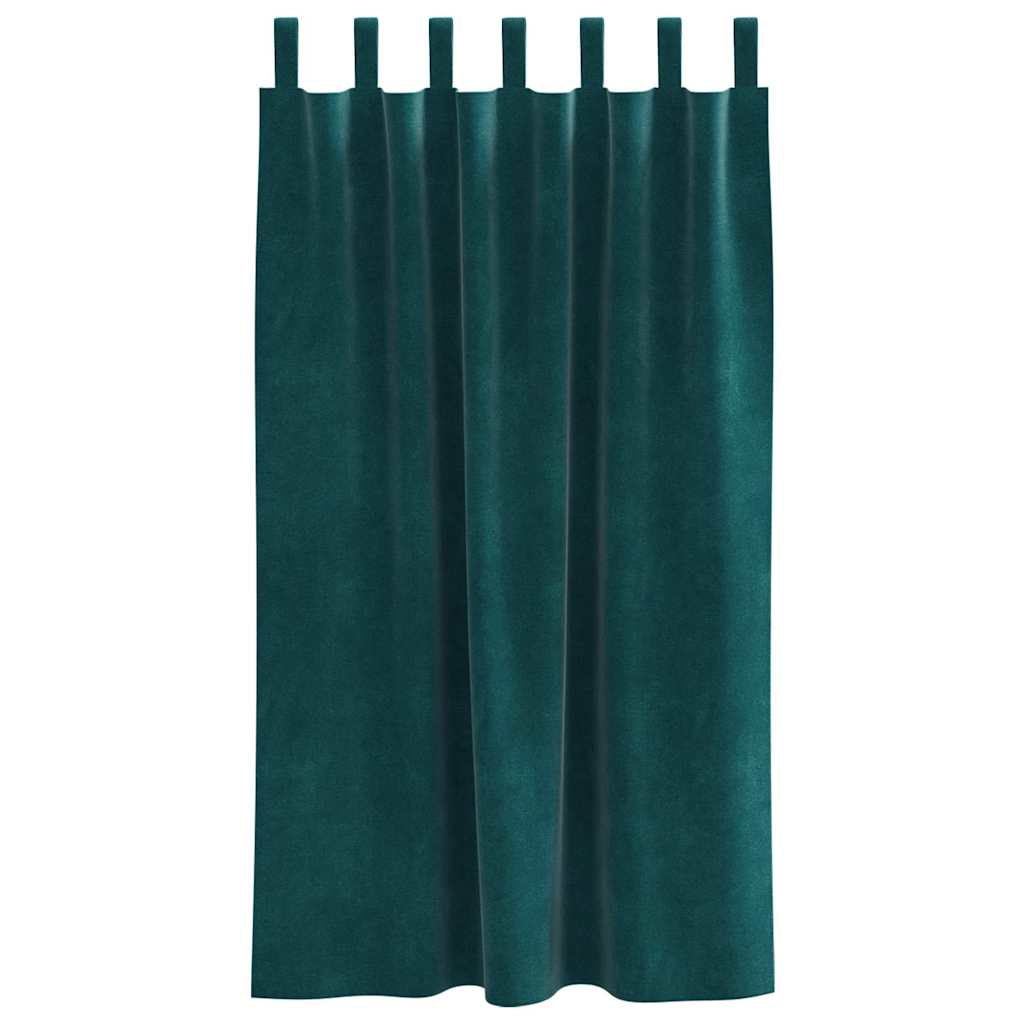 Curtains with Curtains 2 pcs Dark green 140 x 175 cm Velvet