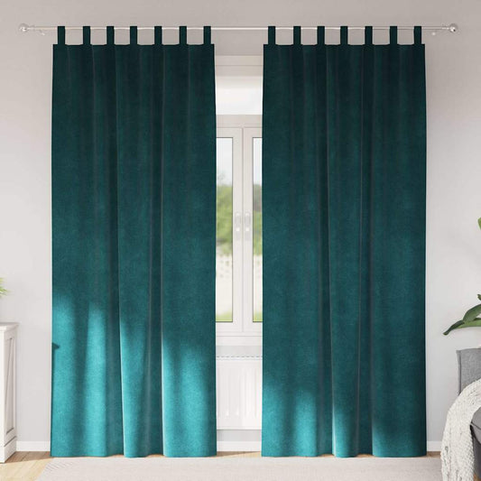 Curtains with Curtains 2 pcs Dark green 140 x 245 cm Velvet