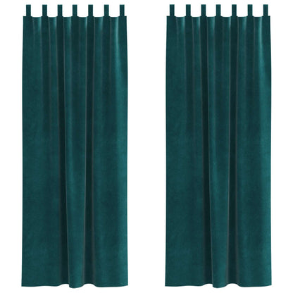 Blackout Curtains 2 pcs Dark Green 140 x 245 cm Velvet