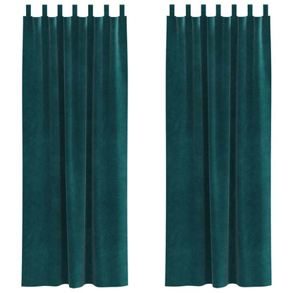 Curtains with Curtains 2 pcs Dark green 140 x 260 cm Velvet