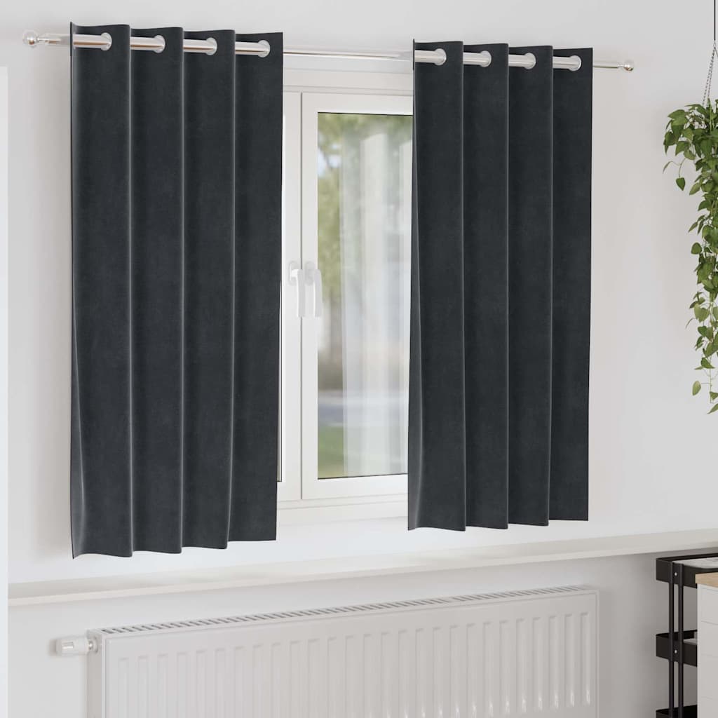 Curtains with Curtains 2 pcs Dark grey 140 x 175 cm Velvet