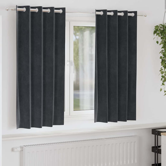 Curtains with Curtains 2 pcs Dark grey 140 x 175 cm Velvet