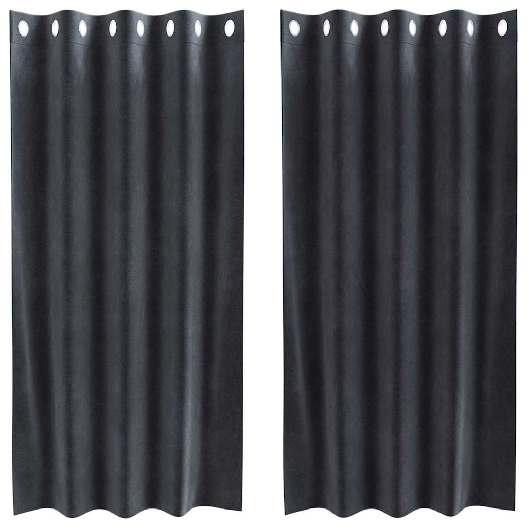 Curtains with Curtains 2 pcs Dark grey 140 x 175 cm Velvet