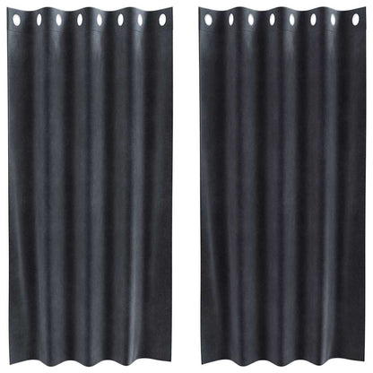 Curtains with Curtains 2 pcs Dark grey 140 x 175 cm Velvet
