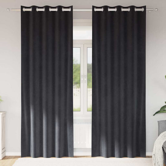 Curtains with Curtains 2 pcs Dark grey 140 x 260 cm Velvet