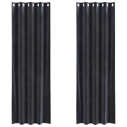 Curtains with Curtains 2 pcs Dark grey 140 x 260 cm Velvet