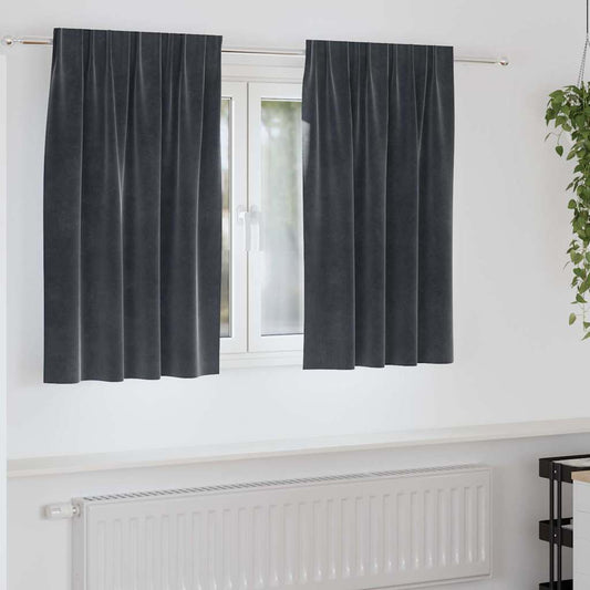 Curtains with Curtains 2 pcs Dark grey 140 x 140 cm Velvet