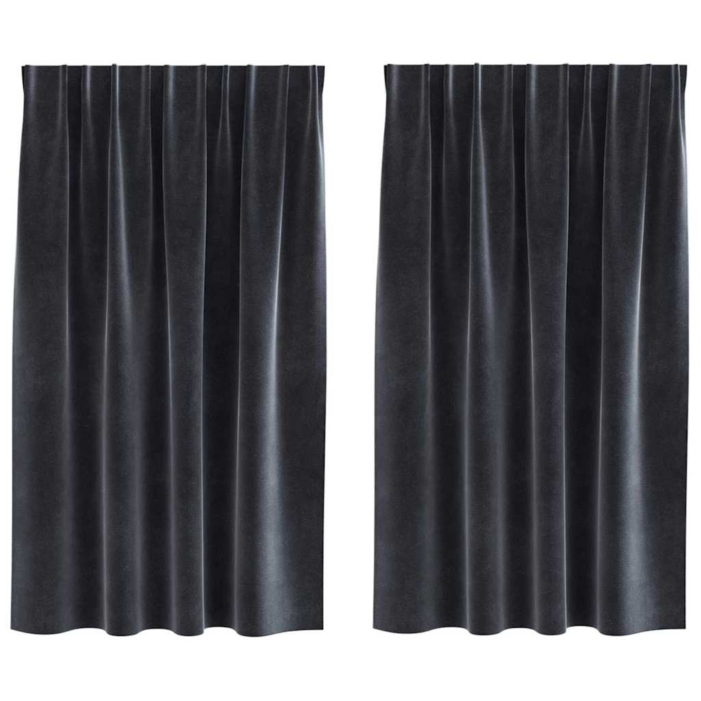 Curtains with Curtains 2 pcs Dark grey 140 x 140 cm Velvet