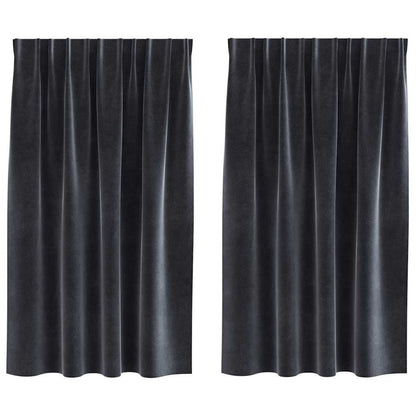 Curtains with Curtains 2 pcs Dark grey 140 x 140 cm Velvet