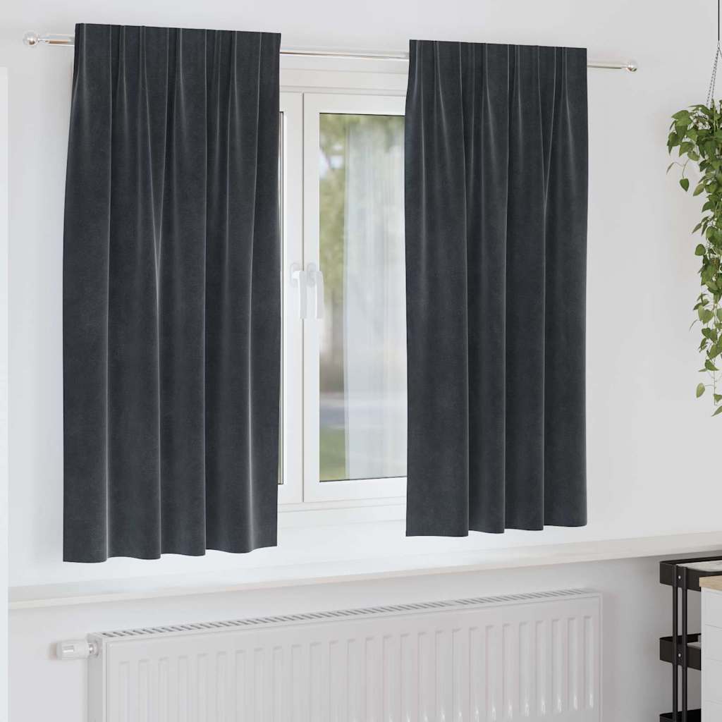Curtains with Curtains 2 pcs Dark grey 140 x 175 cm Velvet