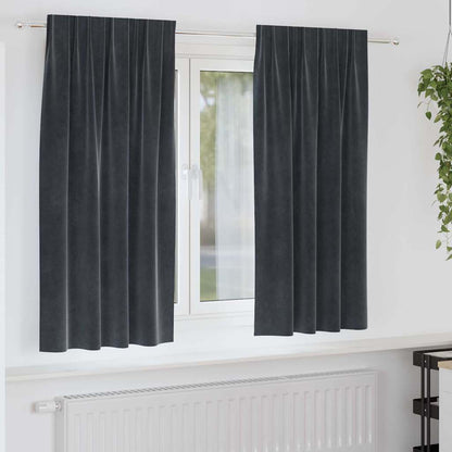 Curtains with Curtains 2 pcs Dark grey 140 x 175 cm Velvet