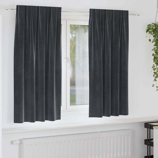 Curtains with Curtains 2 pcs Dark grey 140 x 175 cm Velvet