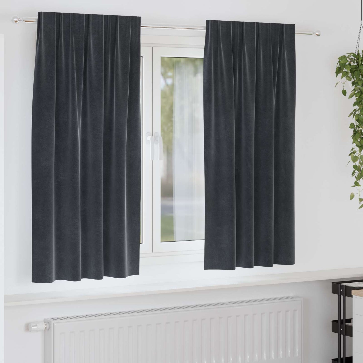Blackout Curtains 2 pcs Dark Grey 140 x 175 cm Velvet