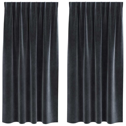 Curtains with Curtains 2 pcs Dark grey 140 x 175 cm Velvet