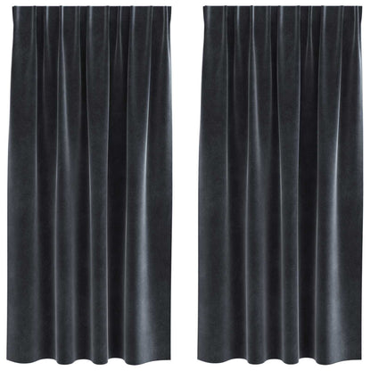 Blackout Curtains 2 pcs Dark Grey 140 x 175 cm Velvet