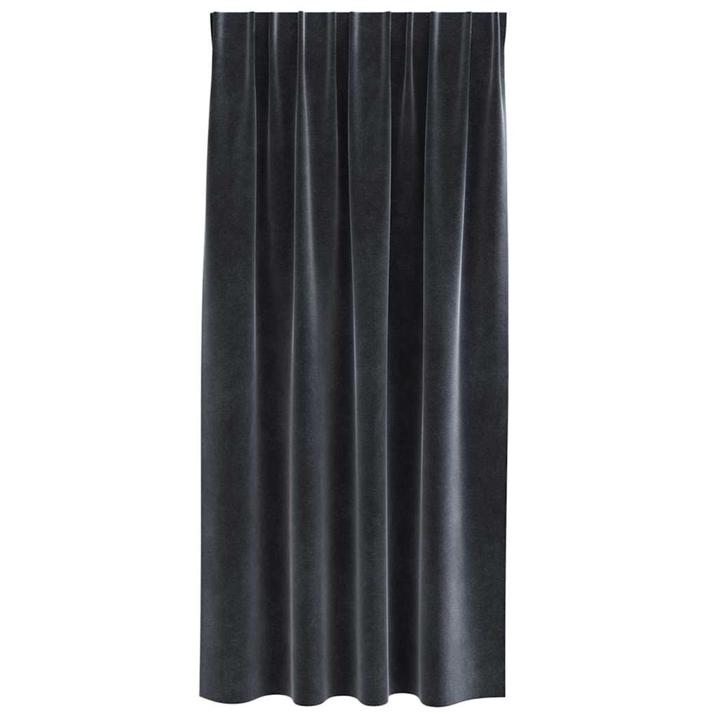 Curtains with Curtains 2 pcs Dark grey 140 x 175 cm Velvet