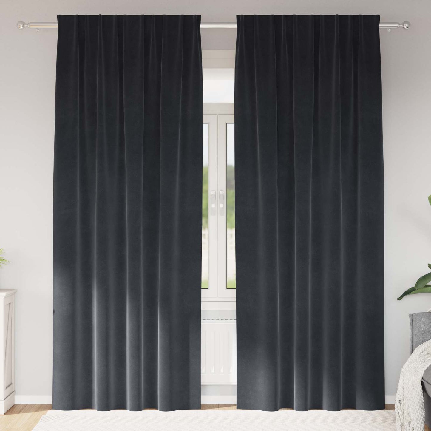 Blackout Curtains 2 pcs Dark Grey 140 x 225 cm Velvet