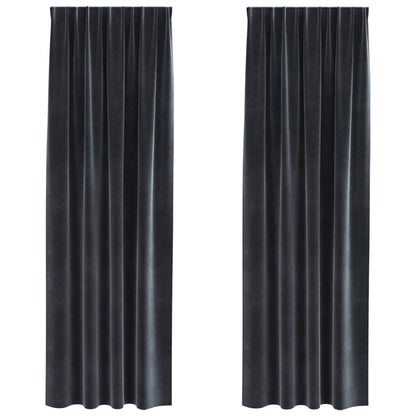 Blackout Curtains 2 pcs Dark Grey 140 x 225 cm Velvet