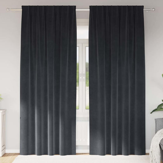 Curtains with Curtains 2 pcs Dark grey 140 x 260 cm Velvet