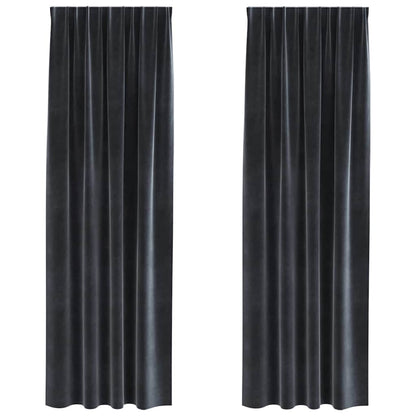 Curtains with Curtains 2 pcs Dark grey 140 x 260 cm Velvet