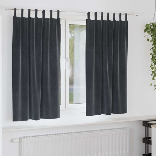 Curtains with Curtains 2 pcs Dark grey 140 x 175 cm Velvet